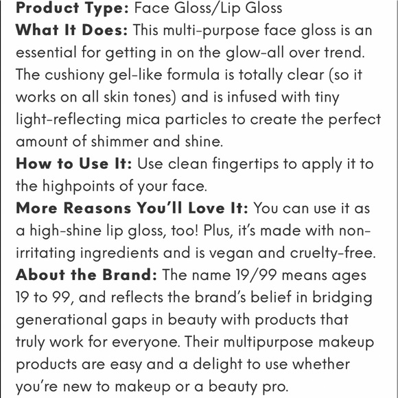 🎁NEW/unused travel size 19/99 High-shine gloss for lips, eyes & cheeks in glass - Picture 3 of 8